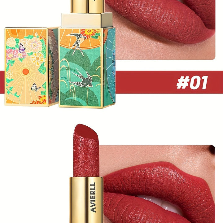 Enchanting Luxurious Matte Velvet Lip Collection - Hydrating, Long-Lasting, Seamless Finish - A Fashionable Chinese Traditional Printed Gift for Women, Perfect for Valentines Day & Lunar New Year Celebrations