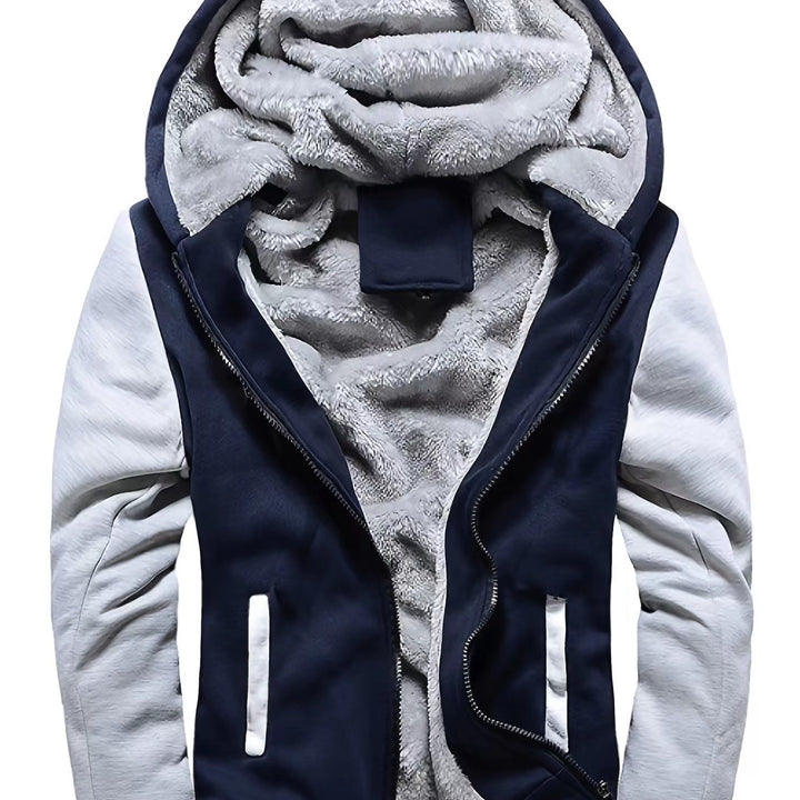 Men'S Winter Thick And Padded Warm Zip Up Hooded Jacket