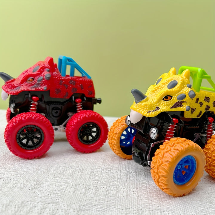 Two-way Inertia Red/Yellow/Blue Dinosaur Toys, Double-sided Flip Driving Drift Vehicle for Boys and Girls Gift