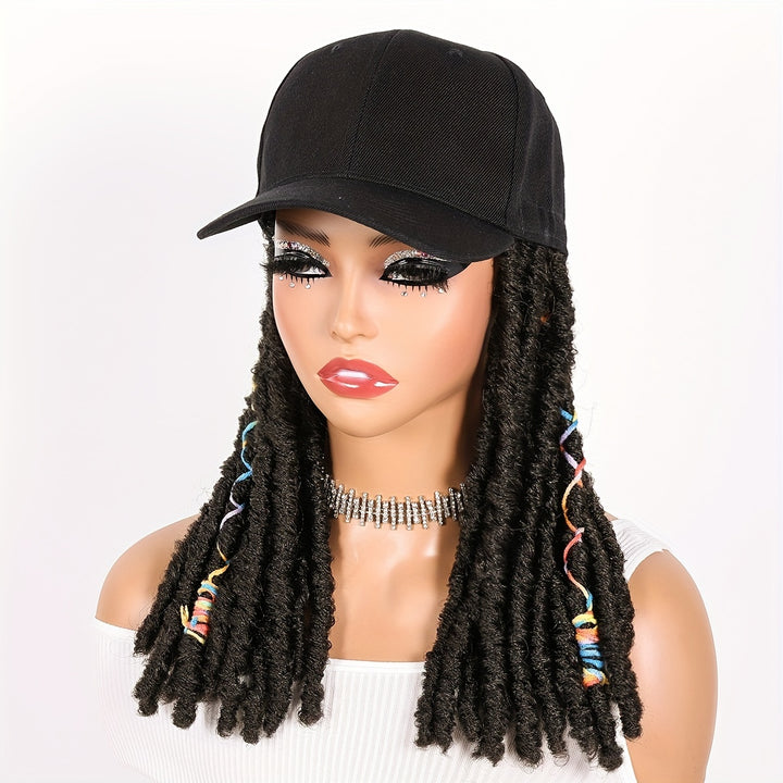 Hat Wigs 12 Inch Dreadlock Wigs With Black Baseball Cap Synthetic Fiber Dreads Hair Extensions With Hat Attatched For Women