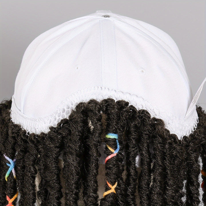 Hat Wigs 12 Inch Dreadlock Wigs With Black Baseball Cap Synthetic Fiber Dreads Hair Extensions With Hat Attatched For Women