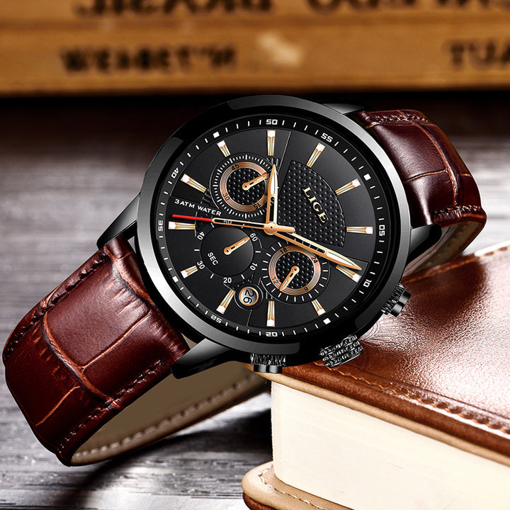 Watches Mens 2022 LIGE Top Brand Luxury Casual Leather Quartz Men's Watch Business Clock Male Sport Date Chronograph