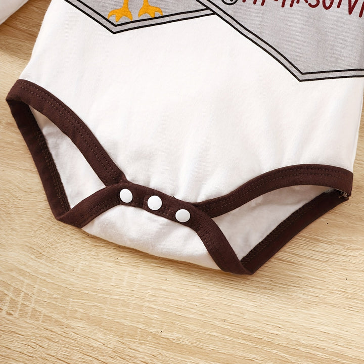 Baby Hot Thanksgiving Turkey Cute Suit, Long-sleeved Romper & Hat &Pants Set 3 Pcs