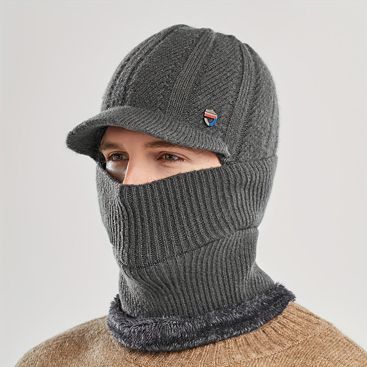 Winter 2 In 1 Set, Balaclava Neck Warmers Knitted Hat Beanie Face Cover Cap For Men And Women, Ear Protection Knitted Hat Neck Cover