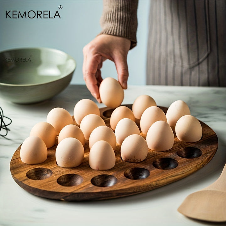 1pc Multi-Compartment Wooden Egg Storage Box - Kitchen Cooking Organizer for Eggs and More