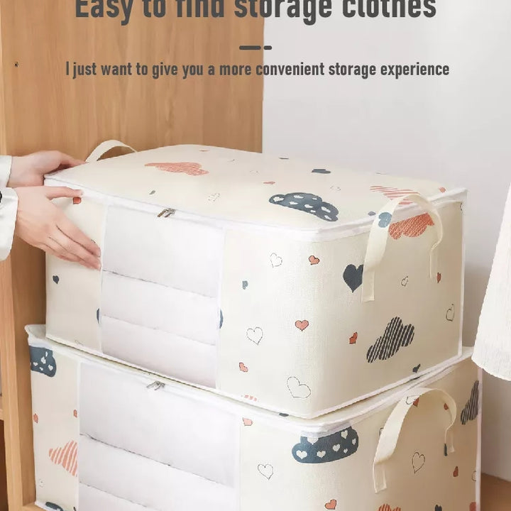 Large Capacity Clothes Storage Bag with Reinforced Handles, Thick Fabric, Suitable for Quilts, Blankets, Bedding, Foldable with Sturdy Zipper, Transparent Window, Storage Bins for Home Organization, Baskets, Bins & Containers