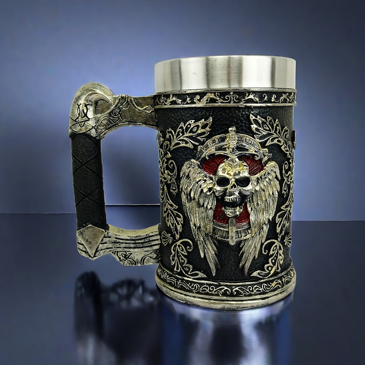1pc Horror Death Coffee Mug - 600ml/20oz Stainless Steel Grim Reaper Skull Water Cup - Unique Summer Winter Drinkware for Home Kitchen, Spooky Birthday and Halloween Gifts