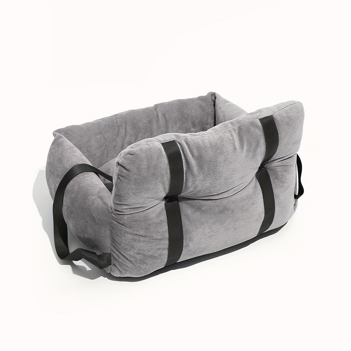 Plush Puppy Travel Booster Seat - Luxurious Car Bed with Adjustable Safety Harness, Machine-Washable, Perfect Warm Kennel for Puppies On-the-Go