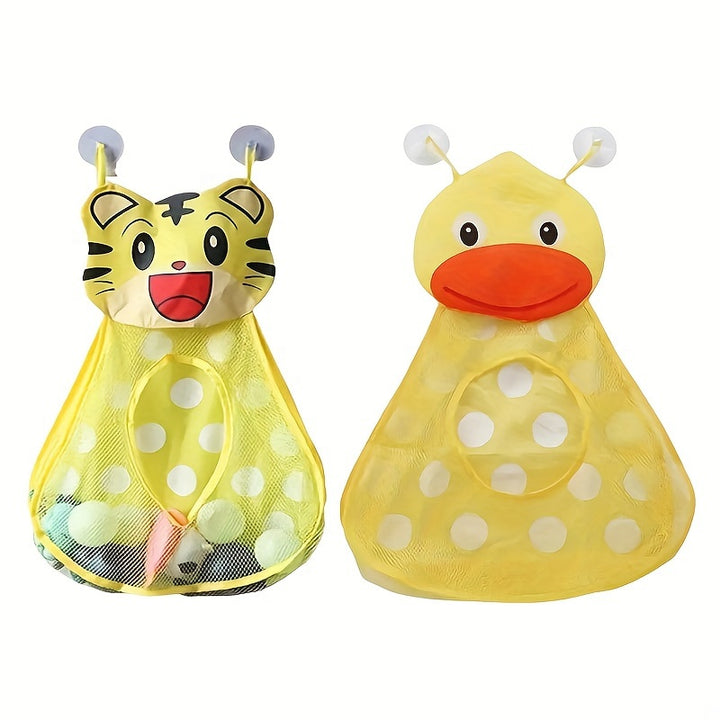 1Pc/2pcs Kawaii Animal Design Mesh Toys Storage Hanging Bag, Versatile Bathroom Wall Mounted Organizer