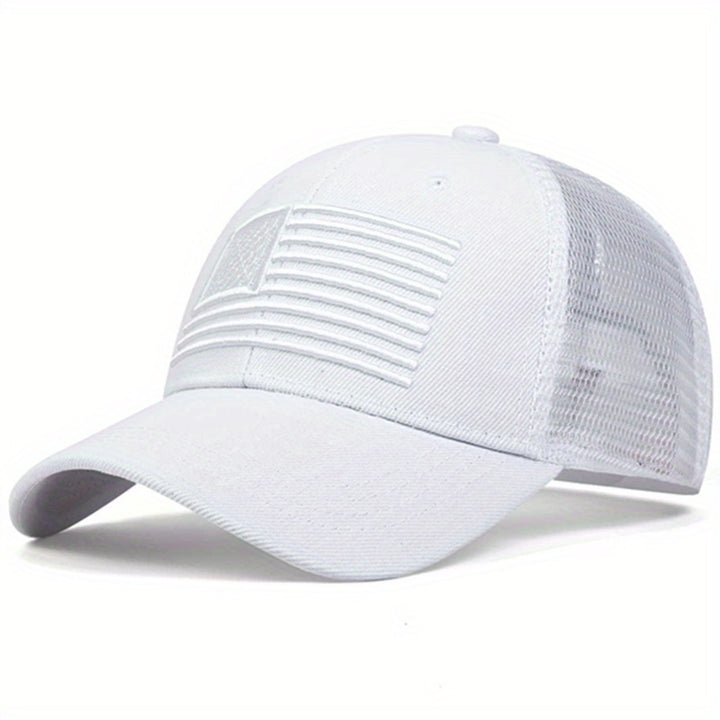 Embroidered Mesh Back American Flag Snapback Baseball Cap, U.S.A. Patriotic Caps For Veteran's Day, July 4th Independence Day