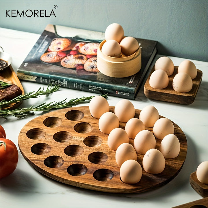 1pc Multi-Compartment Wooden Egg Storage Box - Kitchen Cooking Organizer for Eggs and More