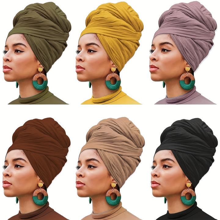 1pc/4pcs Ultra Soft Boho Pleated Head Wrap Turban Cap - Elegant Solid Color, Extra Long, Breathable Head Band Tie for Women