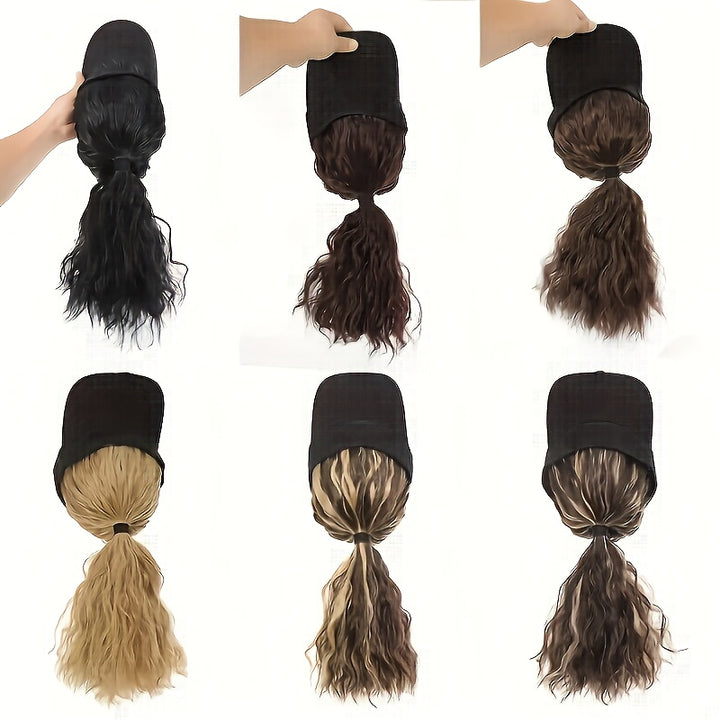 Versatile Blonde Ponytail Wig Cap for Women - High-Temperature Synthetic Hair with Rose Net, Elastic Band, and Visor Hat Attachment - Perfect for Everyday Use, Versatile Hair Solution|Textured Hairpiece|Secure Fit Design
