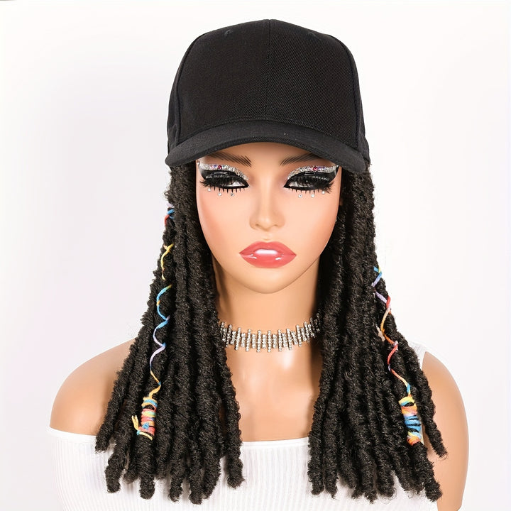 Hat Wigs 12 Inch Dreadlock Wigs With Black Baseball Cap Synthetic Fiber Dreads Hair Extensions With Hat Attatched For Women