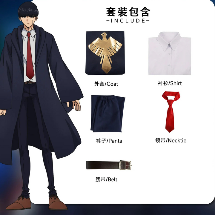 Mashle Magic & Muscles Costume – Navy Robe & Coat for Men & Women
Unleash magic and strength with this Mashle-inspired.Perfect for Halloween and cosplay!
🧙‍♂️ Includes: Robe,coat,tie and shirt 
🎃 Occasions: Halloween, cosplay
💪 Style: Mashle, magic,