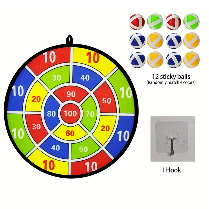 12pcs Sticky Ball Dart Plate Set, Indoor Outdoor Toys, Parent-child Interaction, Birthday Gift, Party Game Supplies