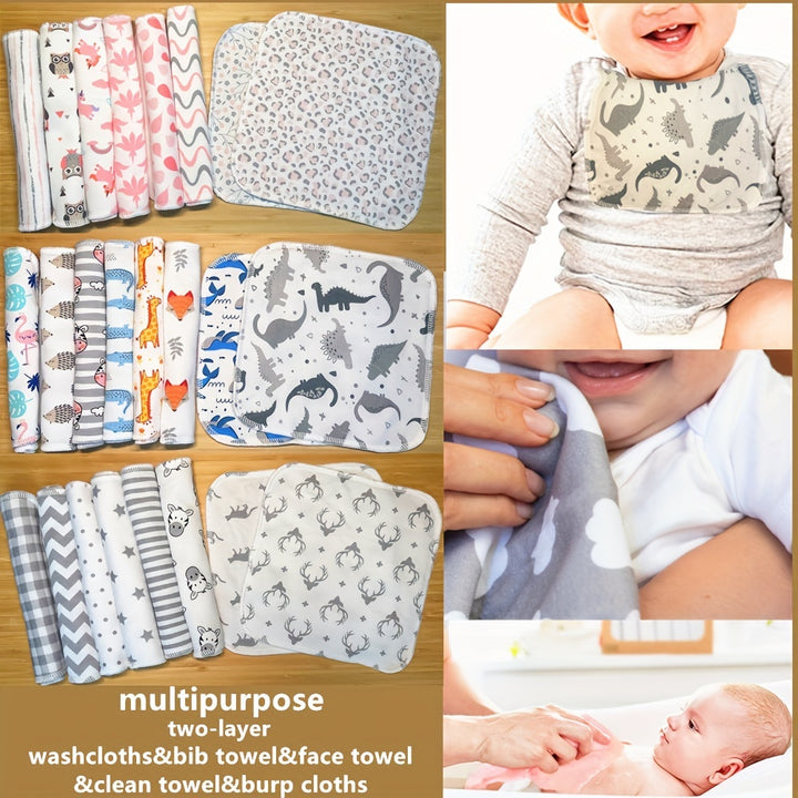8Pack Soft & Absorbent 2-Layer Handkerchief Set - Washcloths & Wash Gloves for Face, Baby, and Kitchen Use - Multi-Purpose, Reusable, and Gentle on Skin - Perfect Gift for Christmas, Halloween, and Thanksgiving Day