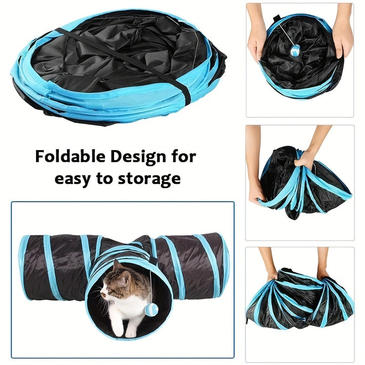 Collapsible Cat Tunnel with Peek Holes
Interactive multi-way tunnel with hanging ball toy—foldable, durable, and perfect for indoor fun with cats, kittens, puppies & small pets.🐈🐕