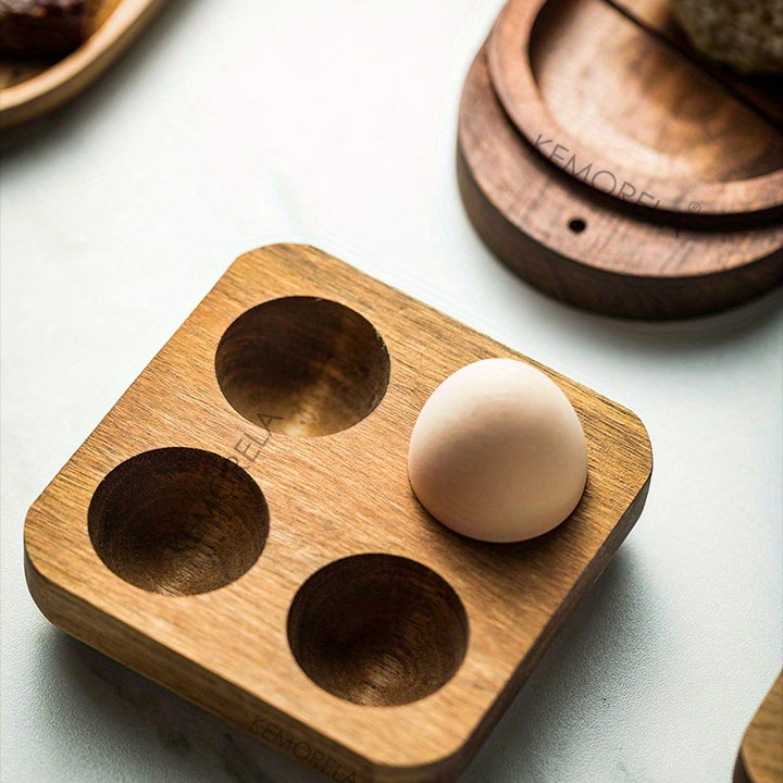 1pc Multi-Compartment Wooden Egg Storage Box - Kitchen Cooking Organizer for Eggs and More