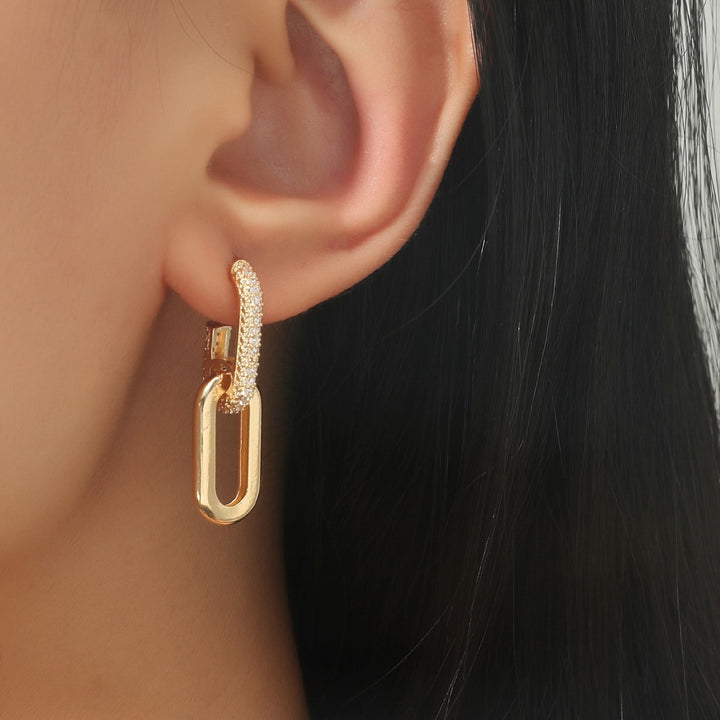 / Silvery Dangle Earrings With Shiny Zircon Decor Elegant Minimalist Style Copper Plated Jewelry Daily Casual