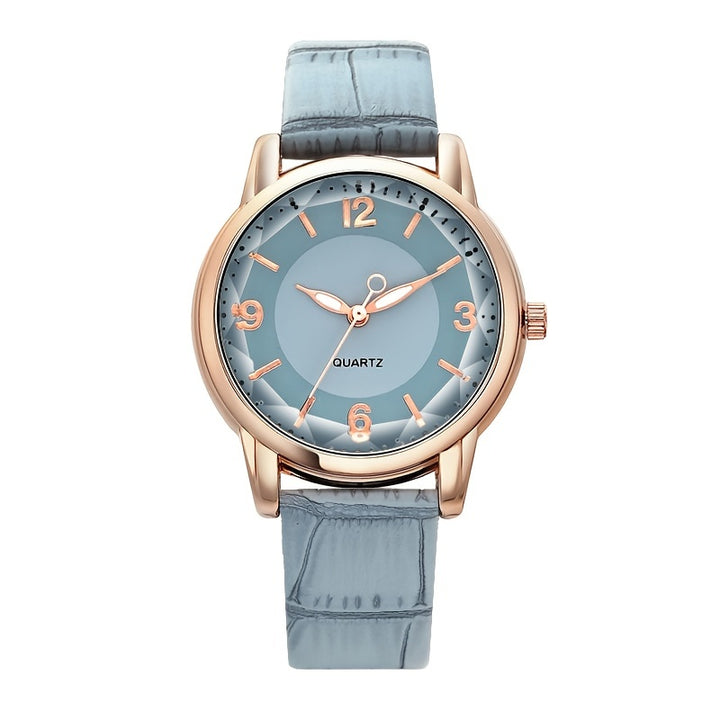 Elegant Women's Quartz Watch - Genuine Leather Strap, Water-Resistant, Versatile for All Occasions