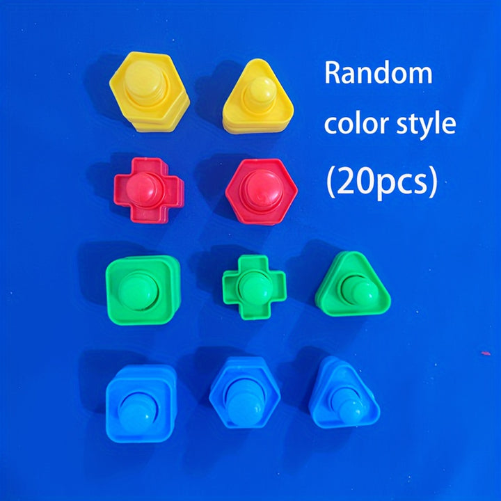 Twist, Build & Learn!
This 20-piece screw and nut building block set is perfect for little hands to develop coordination, fine motor skills, and problem-solving. Made of safe, durable plastic—fun and educational for curious young minds! 🔩🧠🎨