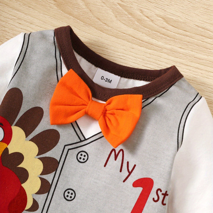 Baby Hot Thanksgiving Turkey Cute Suit, Long-sleeved Romper & Hat &Pants Set 3 Pcs