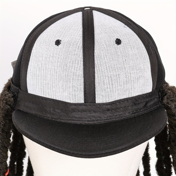 Hat Wigs 12 Inch Dreadlock Wigs With Black Baseball Cap Synthetic Fiber Dreads Hair Extensions With Hat Attatched For Women