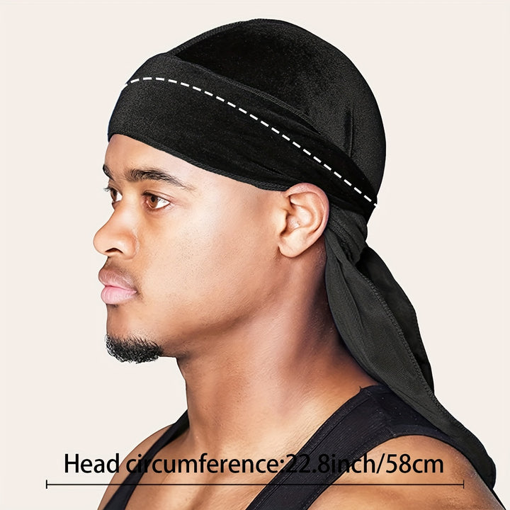 Velvet Durags for Men and Women - Soft and Comfortable Shower Cap with Long Tail and Wide Straps - Perfect for Protecting Hair and Styling - Bathroom Accessories
