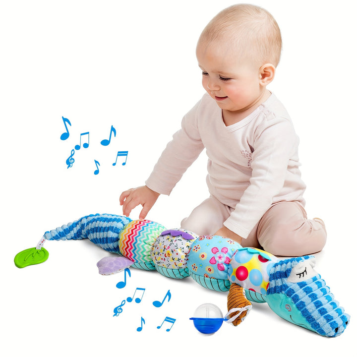 Baby Musical Stuffed Animal Toys for 0-3-6-12 Months, with Multi-Sensory Crinkle, Rattle And Textures, Infant Tummy Time Toys for Newborn, Baby Boy Girl Gifts, Purple for CATERPILLAR