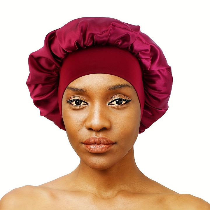 Elastic Band Satin Bonnet - Silky, Extra Large, For Night, Bath, Brimmed Hat, Soft and Comfortable