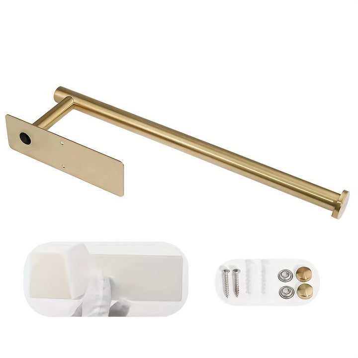 1pc Stainless Steel Self-Adhesive Paper Towel Holder - Space-Saving Wall Mount Design for Kitchen, Counter, Cabinet, and Bathroom - Easy Installation, Punch-Free, and Durable