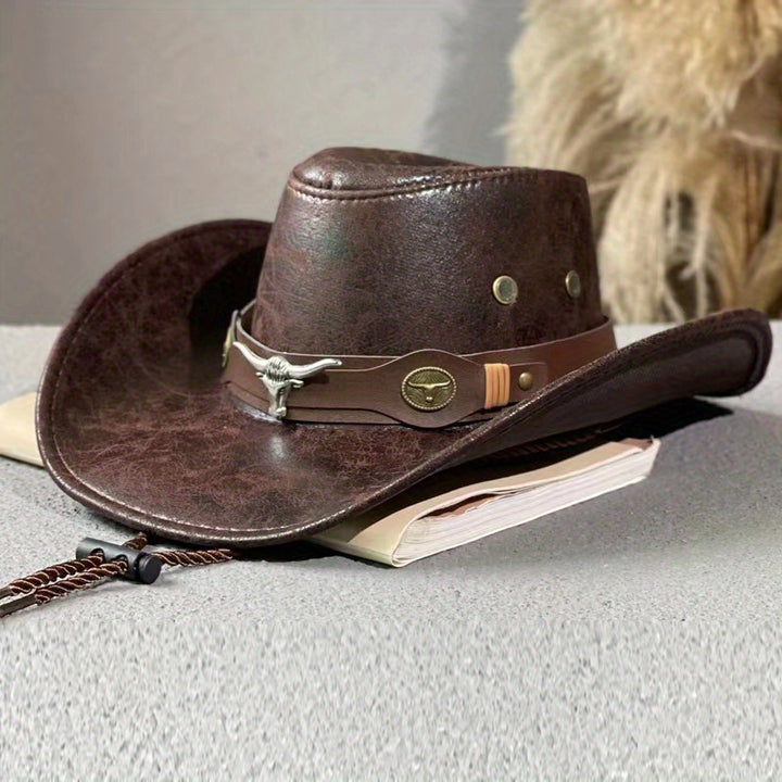 1pc Breathable Sunshade Cowboy Hat With Rivets For Outdoor Casual Camping Fishing Mountaineering, Vacation