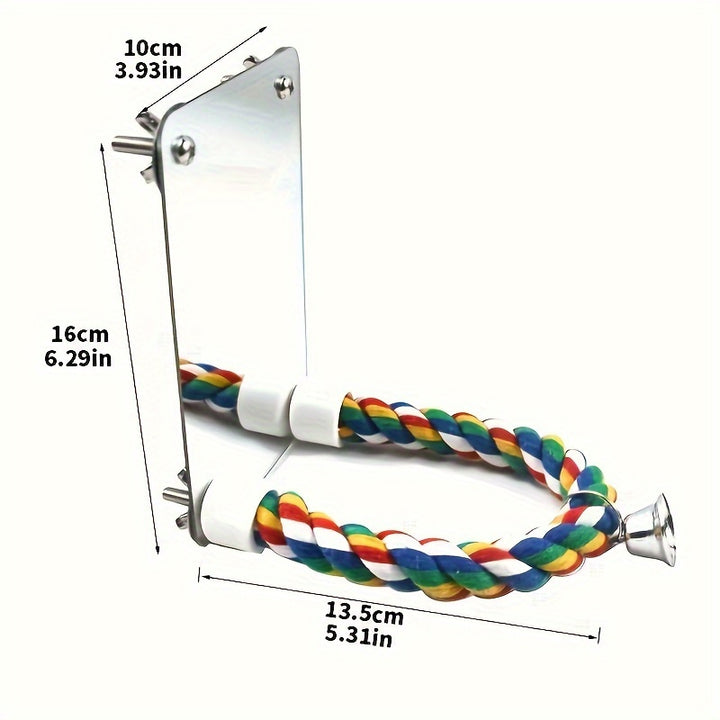 1pc Bird Mirror Bird Toys, With Cotton Rope, Bird Supplies, Parrot Chewing Toys, Bird Stands