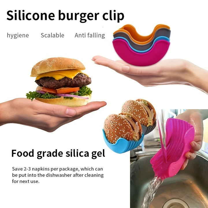 [Expandable Silicone Rack] 1pc/4pcs Reusable Expandable Silicone Hamburger Rack - Hamburger Tool Rack, Storage Rack, Kitchen Storage Box