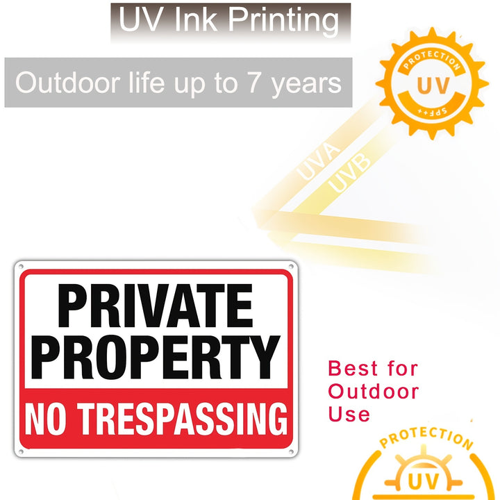 4pcs A Set Private Property No Trespassing Sign Metal 10"x14" Rust Free Aluminum, Indoor & Outdoor Use