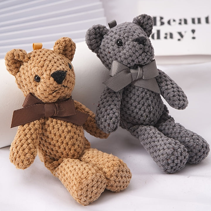 1pc 15cm/5.9in Bear Stuffed Plush Toys, Cute Dress Key Pendant, Dolls, Gifts, Birthday Wedding Party Decor easter gift Christmas, Halloween Gift