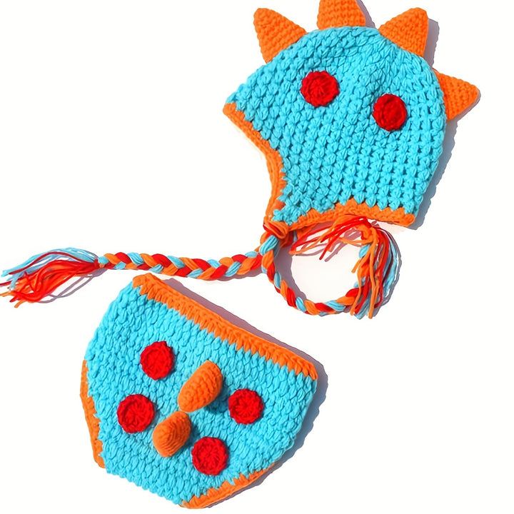 Adorable Super Cute Dinosaur Baby Costume Hat Set - Photography Prop for Unforgettable Hundred Days Party Outfits - Soft & Comfortable Clothes