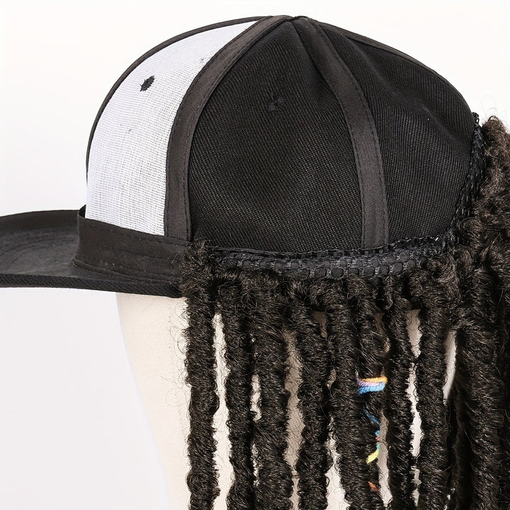 Hat Wigs 12 Inch Dreadlock Wigs With Black Baseball Cap Synthetic Fiber Dreads Hair Extensions With Hat Attatched For Women