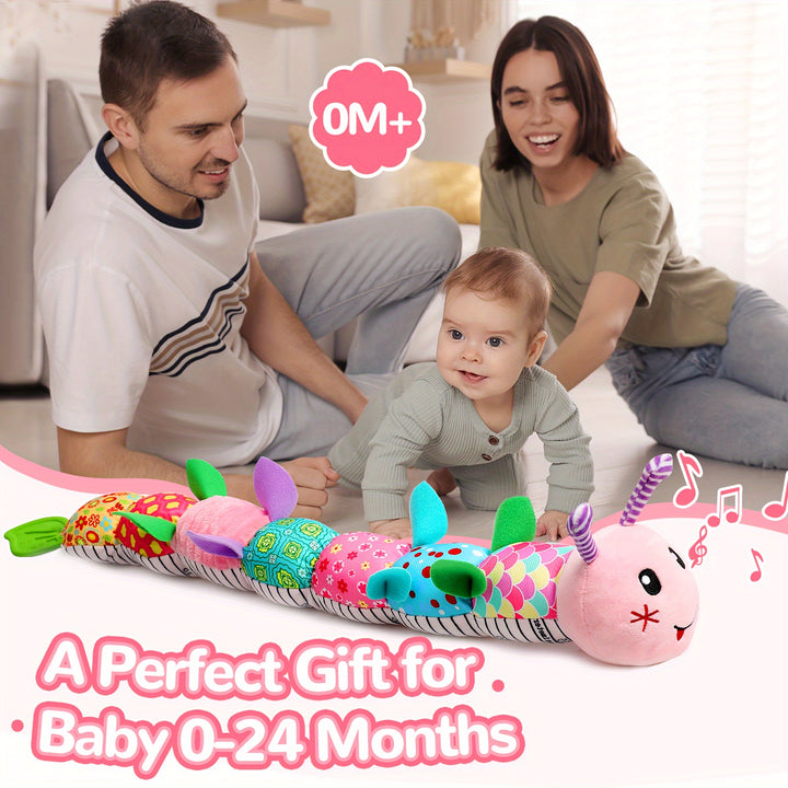 Baby Musical Stuffed Animal Toys for 0-3-6-12 Months, with Multi-Sensory Crinkle, Rattle And Textures, Infant Tummy Time Toys for Newborn, Baby Boy Girl Gifts, Purple for CATERPILLAR