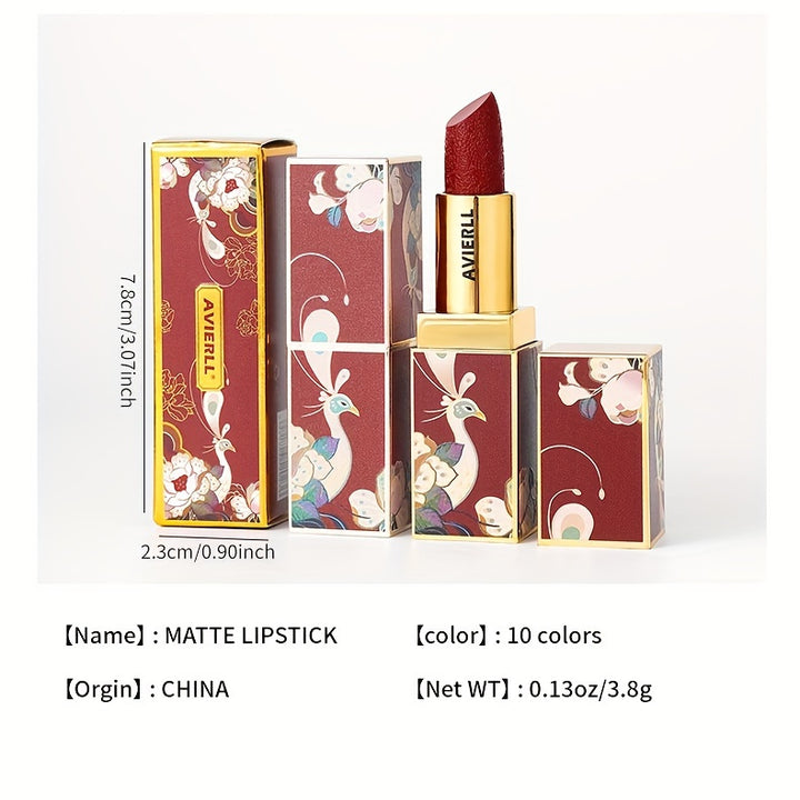 Enchanting Luxurious Matte Velvet Lip Collection - Hydrating, Long-Lasting, Seamless Finish - A Fashionable Chinese Traditional Printed Gift for Women, Perfect for Valentines Day & Lunar New Year Celebrations