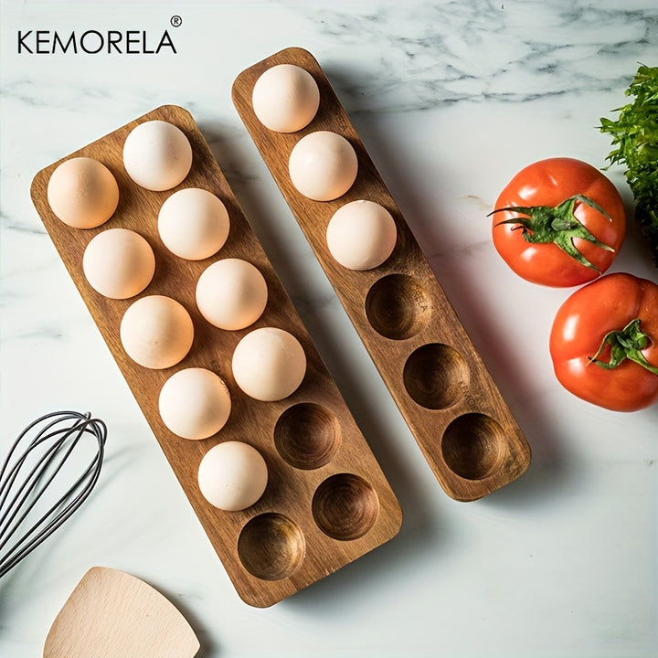 1pc Multi-Compartment Wooden Egg Storage Box - Kitchen Cooking Organizer for Eggs and More