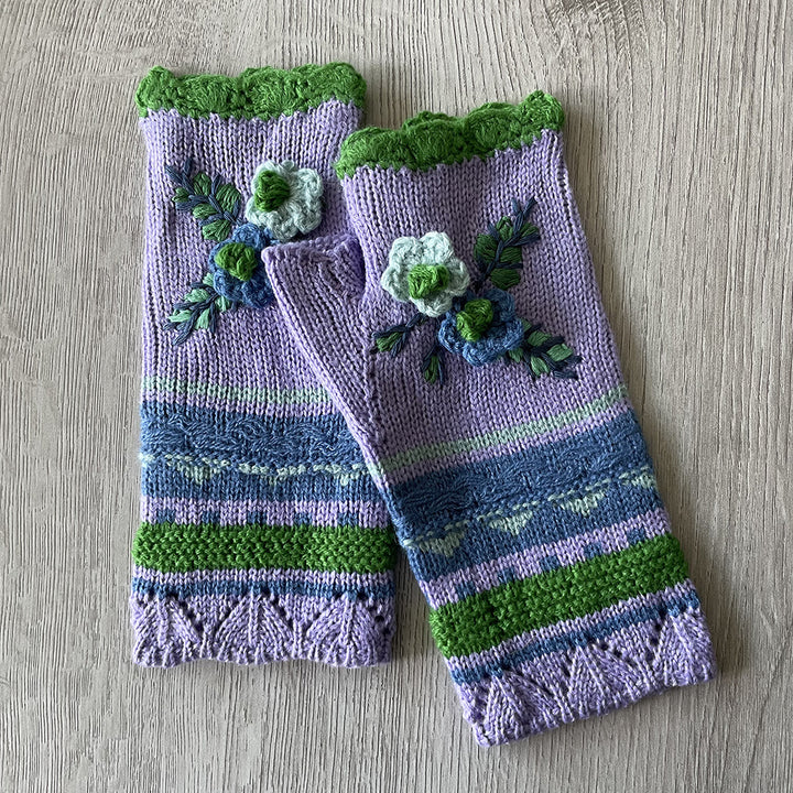 Womens Winter Fingerless Gloves Crochet Arm Warmer Flower Women Warm Gloves Woolen Handmade Gloves