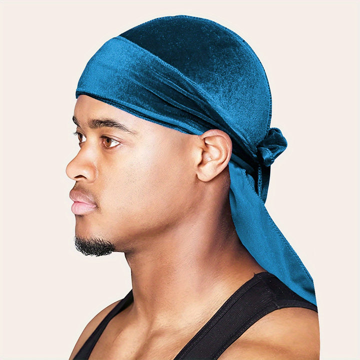 Velvet Durags for Men and Women - Soft and Comfortable Shower Cap with Long Tail and Wide Straps - Perfect for Protecting Hair and Styling - Bathroom Accessories