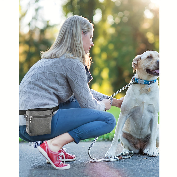 Dog Treat Training Pouch Easily Carries Pet Toys, Kibble, Treats Built-In Poop Bag Dispenser 3 Ways To Wear