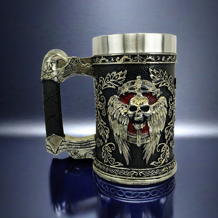1pc Horror Death Coffee Mug - 600ml/20oz Stainless Steel Grim Reaper Skull Water Cup - Unique Summer Winter Drinkware for Home Kitchen, Spooky Birthday and Halloween Gifts