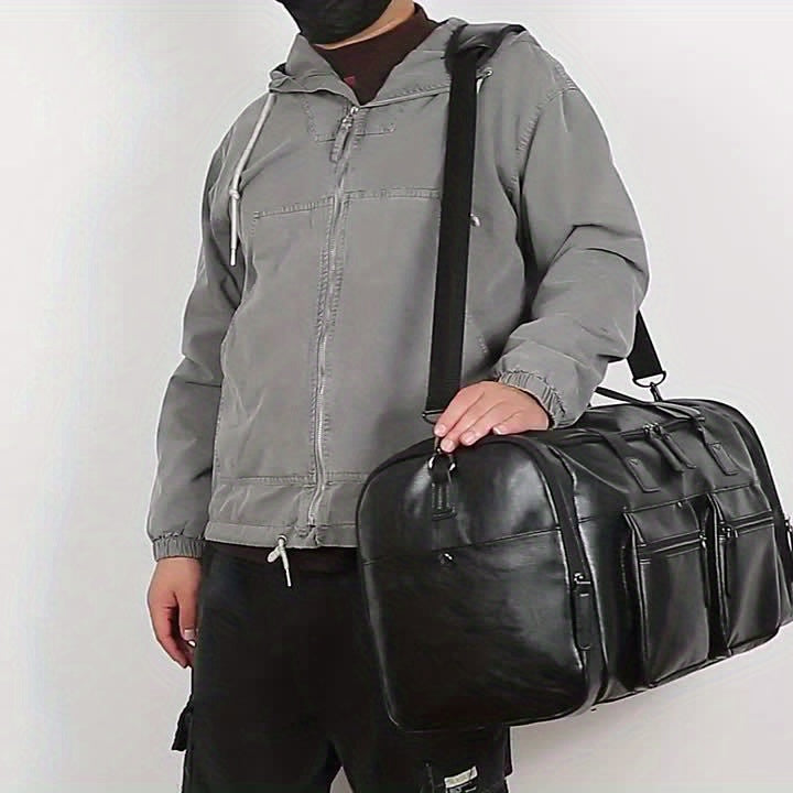 Large Weekend Bag Men Quality PU Leather Travel Carry On Luggage Bag Duffel Handbag Casual Traveling Tote
