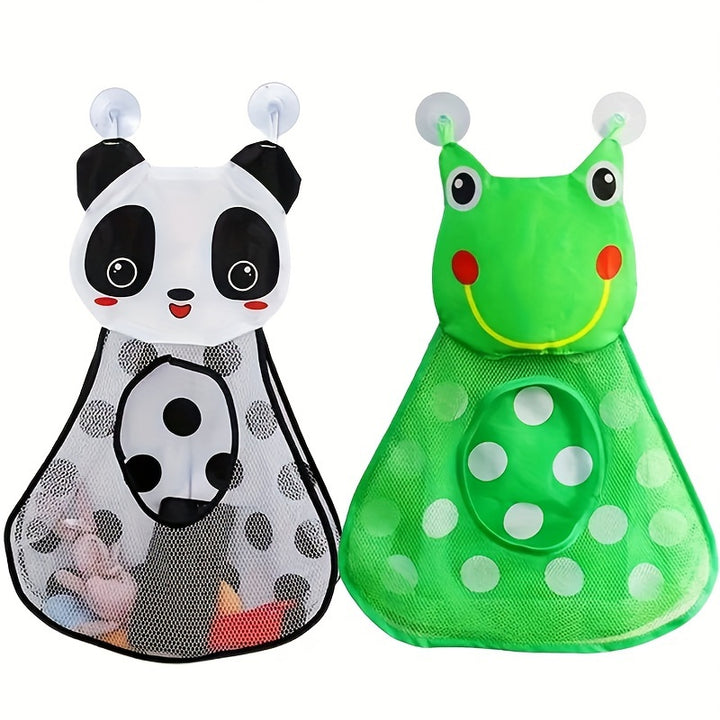 1Pc/2pcs Kawaii Animal Design Mesh Toys Storage Hanging Bag, Versatile Bathroom Wall Mounted Organizer