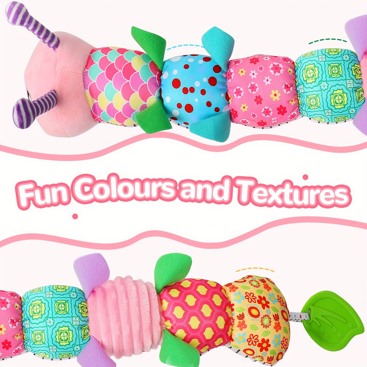 Baby Musical Stuffed Animal Toys for 0-3-6-12 Months, with Multi-Sensory Crinkle, Rattle And Textures, Infant Tummy Time Toys for Newborn, Baby Boy Girl Gifts, Purple for CATERPILLAR