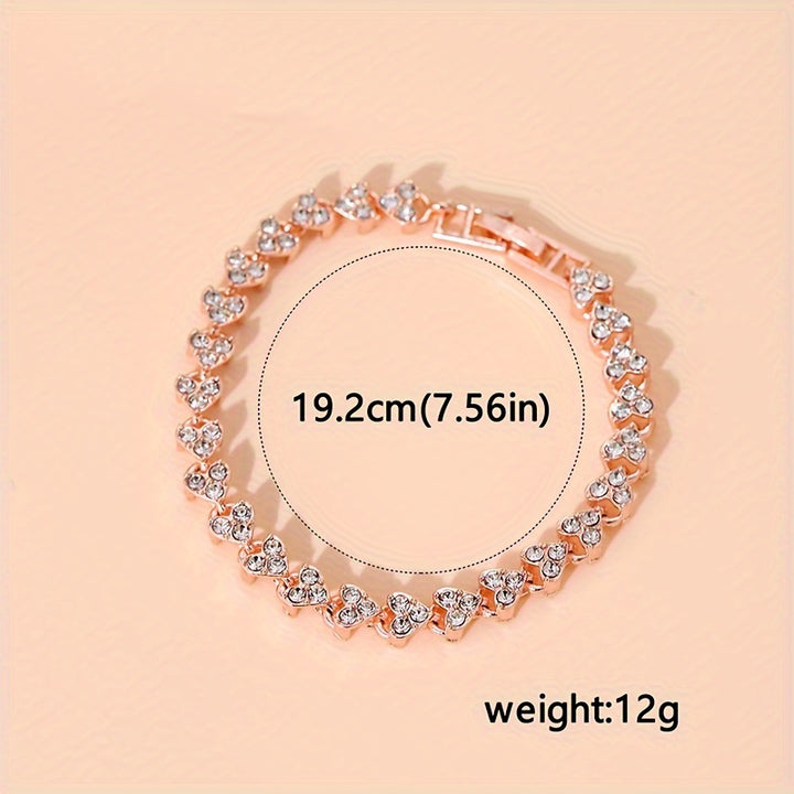 2pcs Women Watches Bracelet Golden Tone Alloy Quartz Watch Stylish Rhinestone Bling Dress Watch Wristwatches, For Xmas